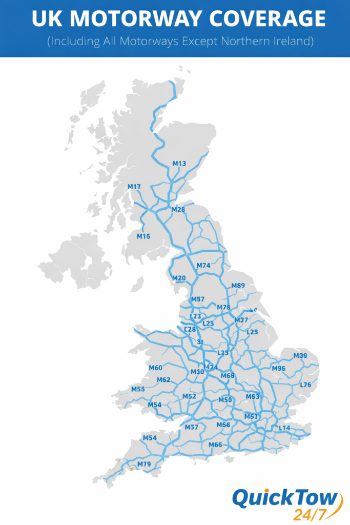 motorway recovery coverage quicktow 24-7